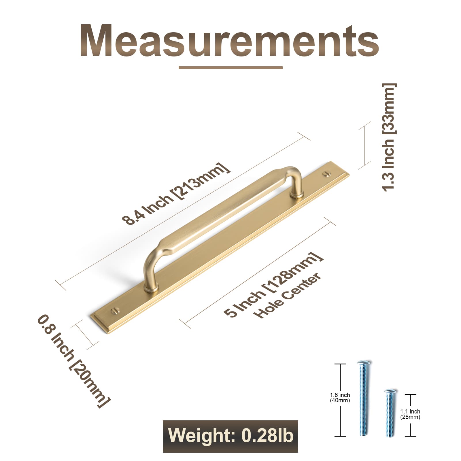 Goo-Ki 2 Pack Antique Brass Cabinet Pulls with Back Plate Zinc Alloy Drawer Handle with Long Back Plate