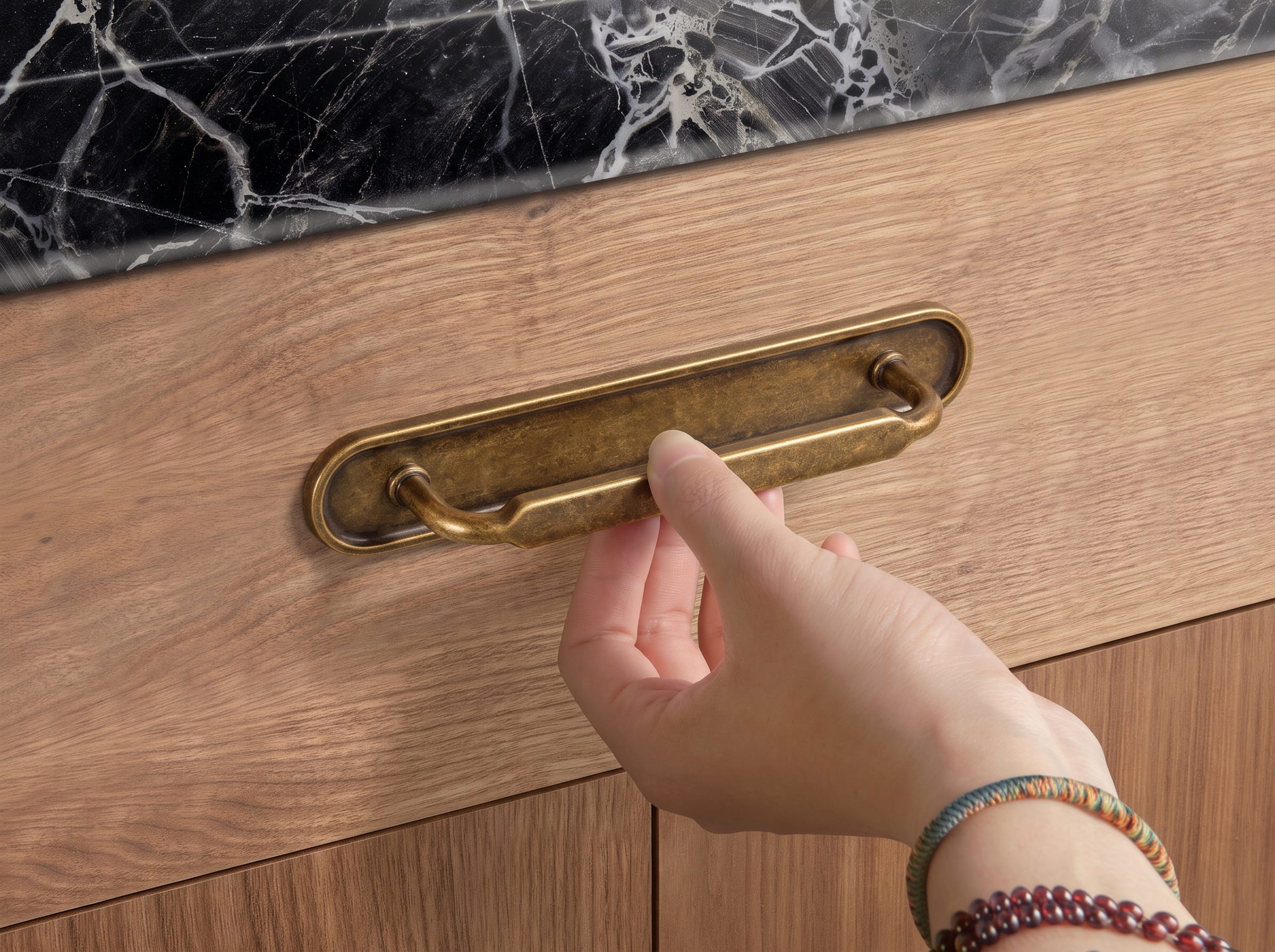 Goo-Ki 2 Pack Antique Brass Cabinet Pulls with Back Plate Zinc Alloy Drawer Handle with Long Back Plate