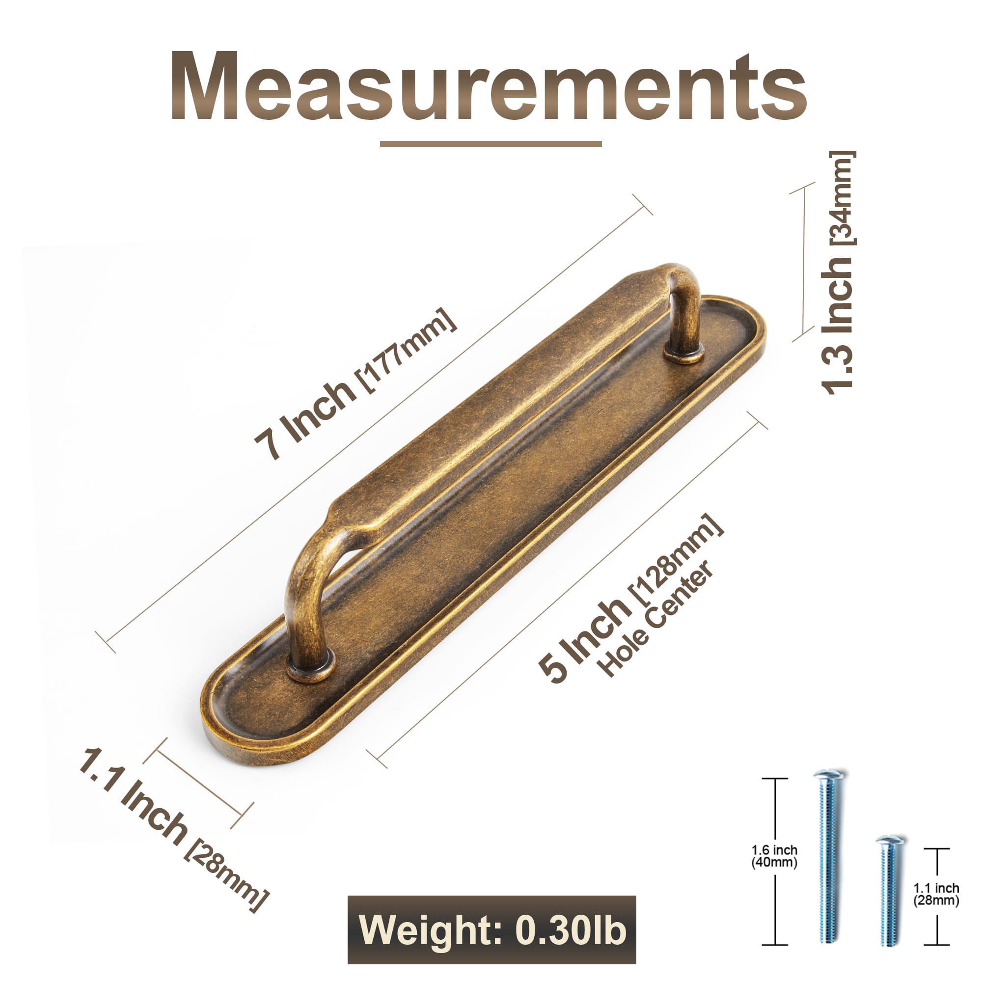 Goo-Ki 2 Pack Antique Brass Cabinet Pulls with Back Plate Zinc Alloy Drawer Handle with Long Back Plate