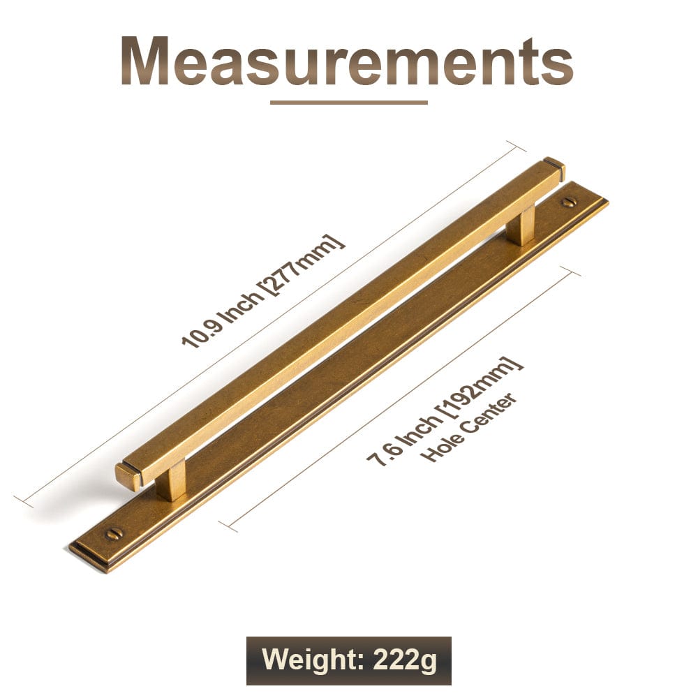 Goo-Ki 2 Pack Antique Brass Zinc Alloy Cabinet Pulls with Back Plate Kitchen Hardware Bar Handles