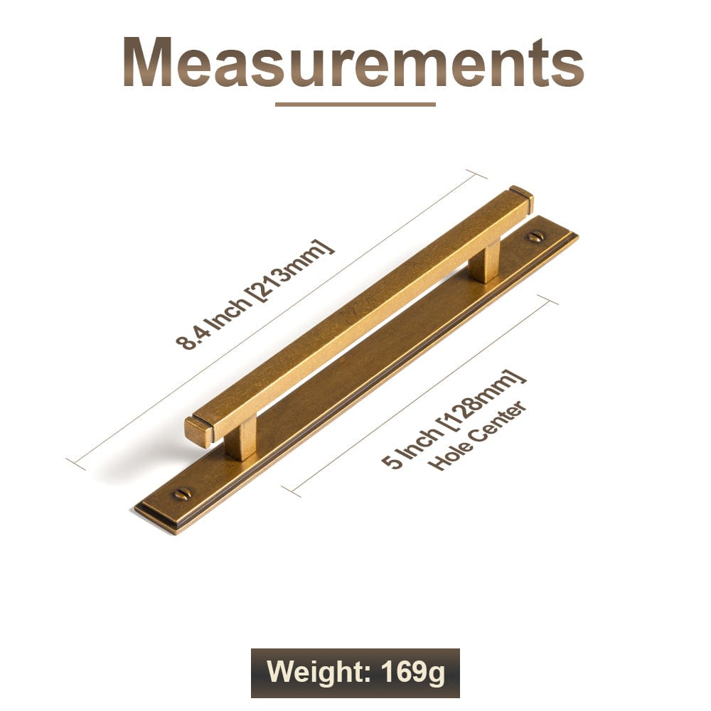 Goo-Ki 2 Pack Antique Brass Zinc Alloy Cabinet Pulls with Back Plate Kitchen Hardware Bar Handles