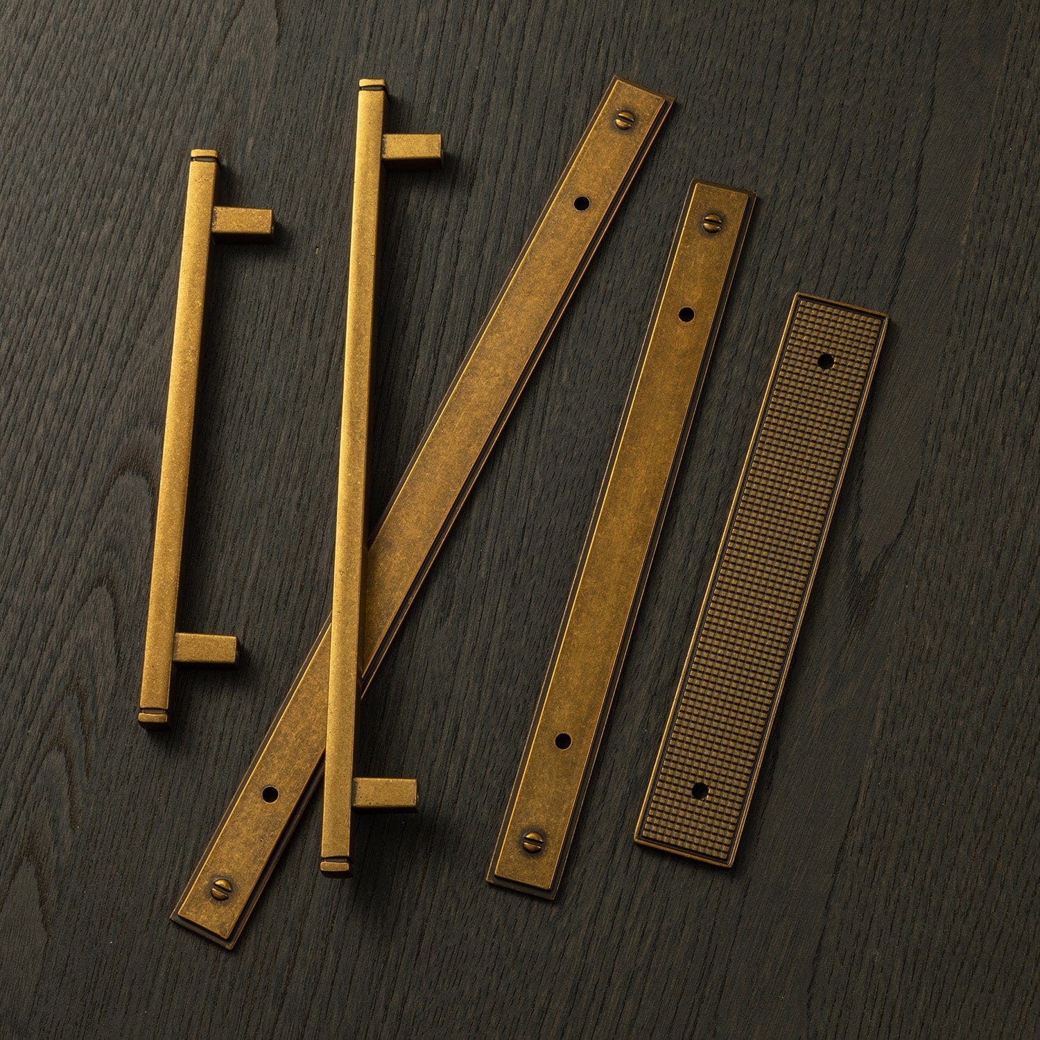 Goo-Ki 2 Pack Antique Brass Zinc Alloy Cabinet Pulls with Back Plate Kitchen Hardware Bar Handles