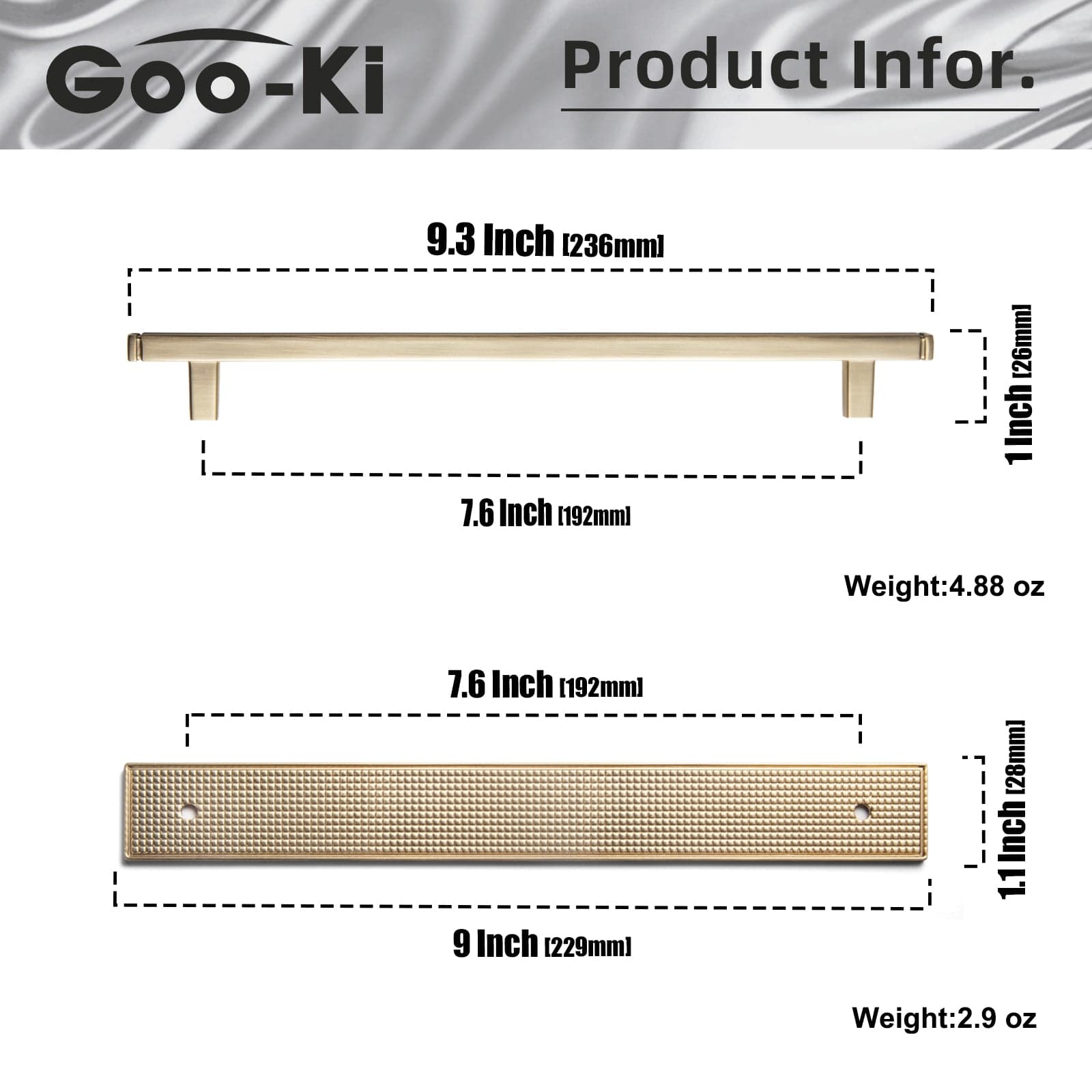 Goo-Ki 2 Pack Antique Brass Zinc Alloy Cabinet Pulls with Back Plate Kitchen Hardware Bar Handles