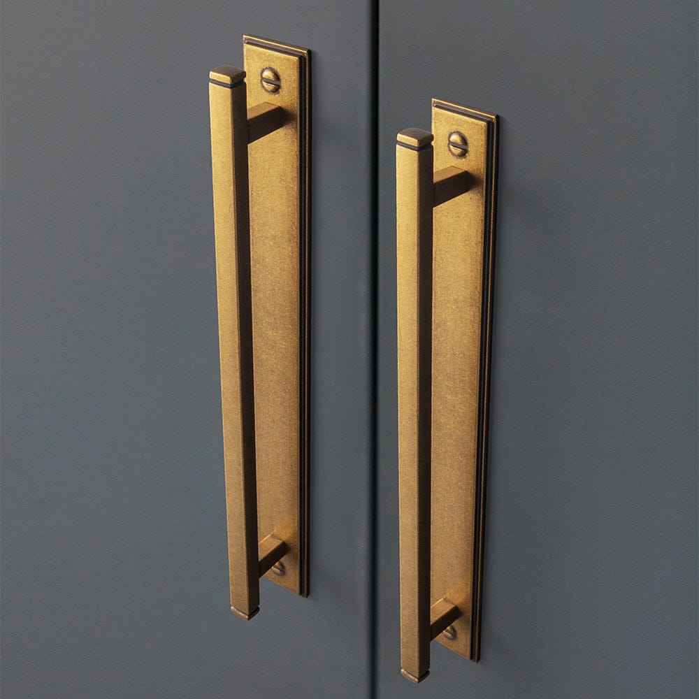 Goo-Ki 2 Pack Antique Brass Zinc Alloy Cabinet Pulls with Back Plate Kitchen Hardware Bar Handles