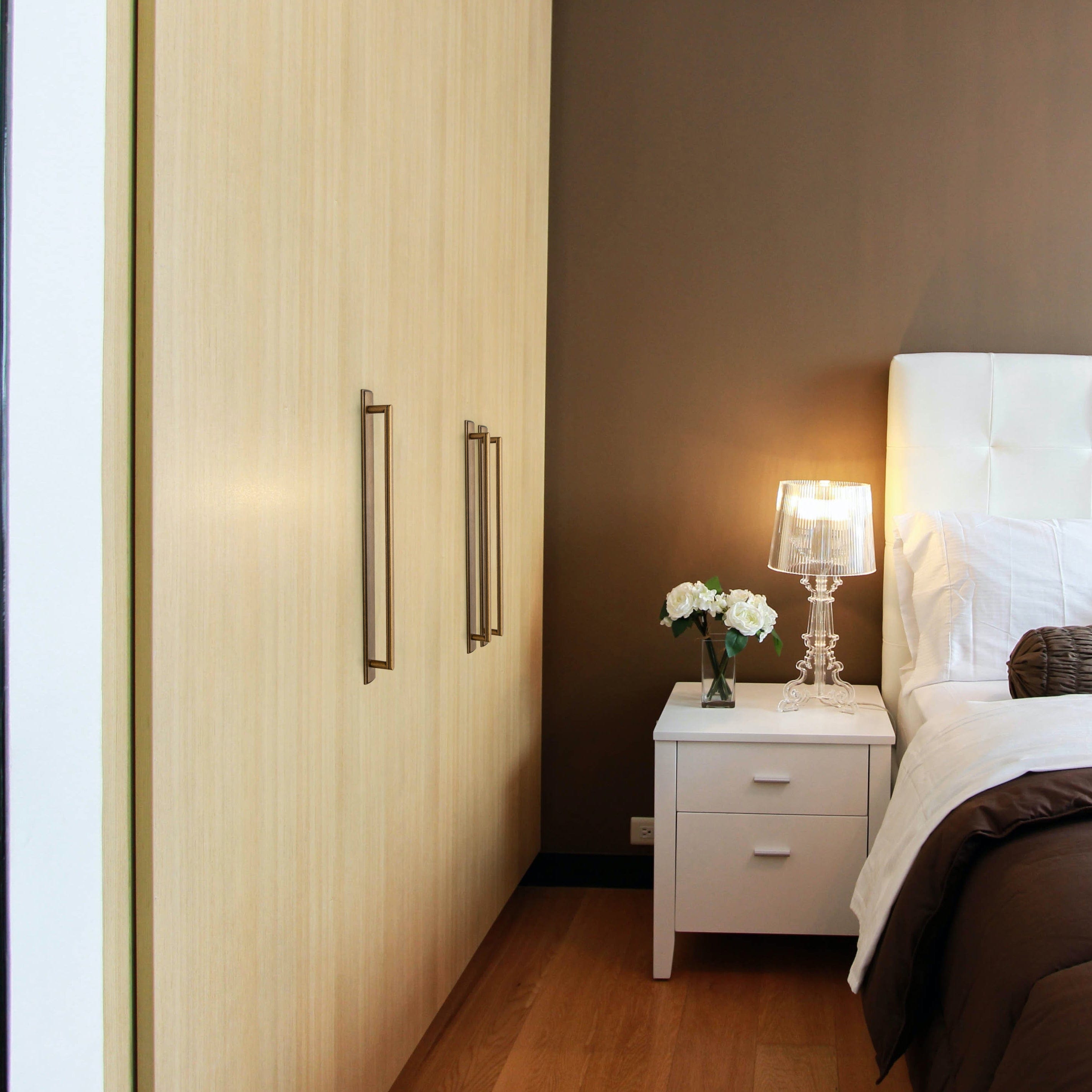 Goo-Ki 2 Pack Cabinet Handles with Back Plate Vintage Kitchen Drawer Pulls with Subtle Curves