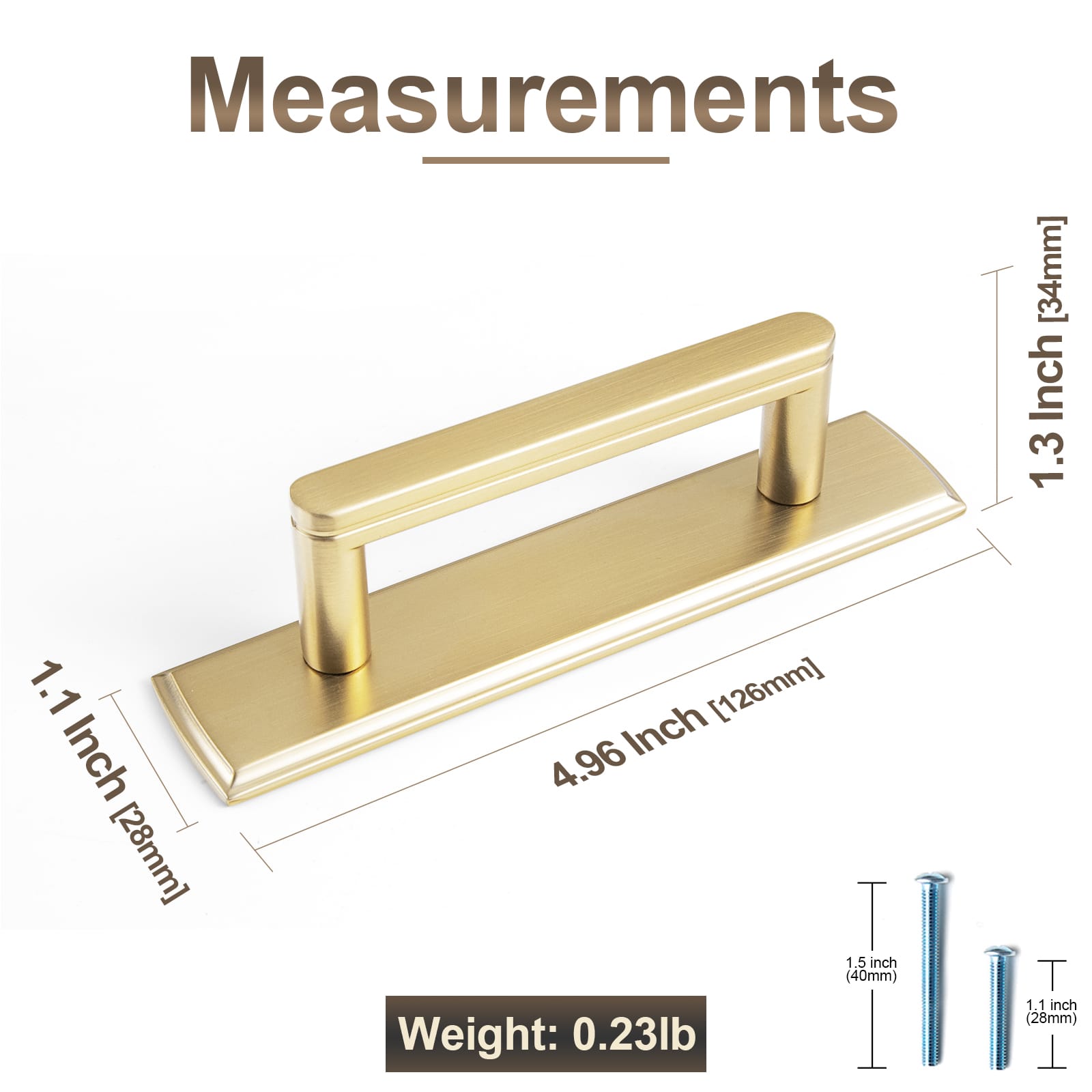 Goo-Ki 2 Pack Cabinet Handles with Back Plate Vintage Kitchen Drawer Pulls with Subtle Curves