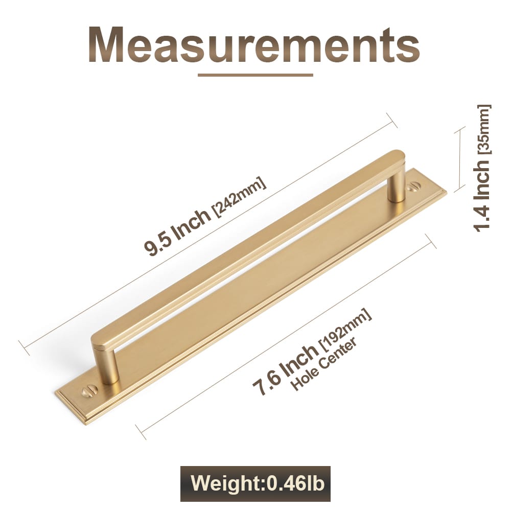 Goo-Ki 2 Pack Cabinet Handles with Back Plate Vintage Kitchen Drawer Pulls with Subtle Curves