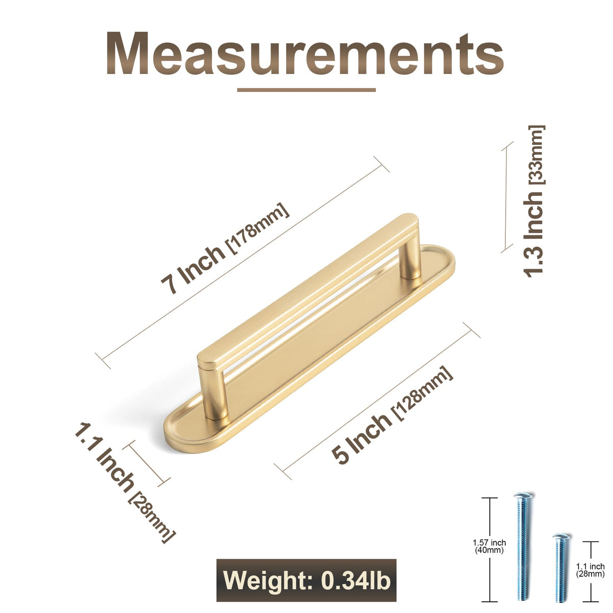 Goo-Ki 2 Pack Cabinet Handles with Back Plate Vintage Kitchen Drawer Pulls with Subtle Curves