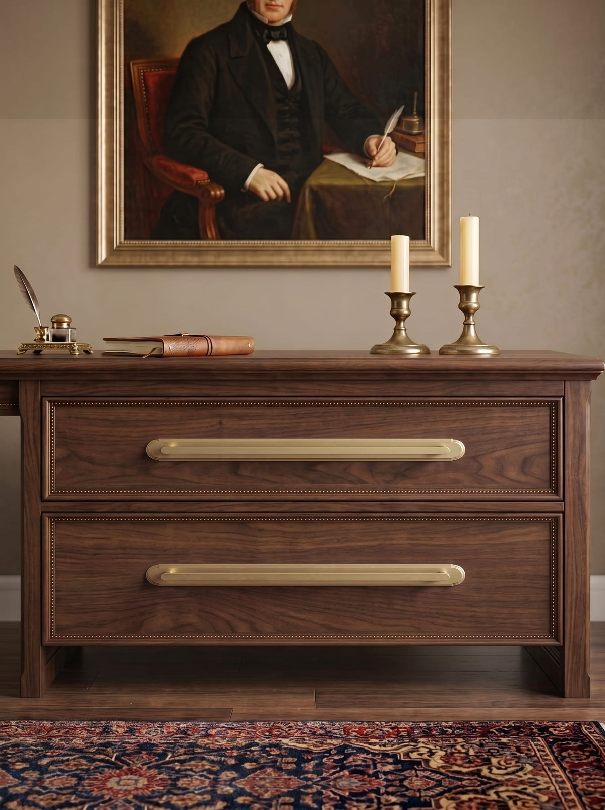 Goo-Ki 2 Pack Cabinet Handles with Back Plate Vintage Kitchen Drawer Pulls with Subtle Curves