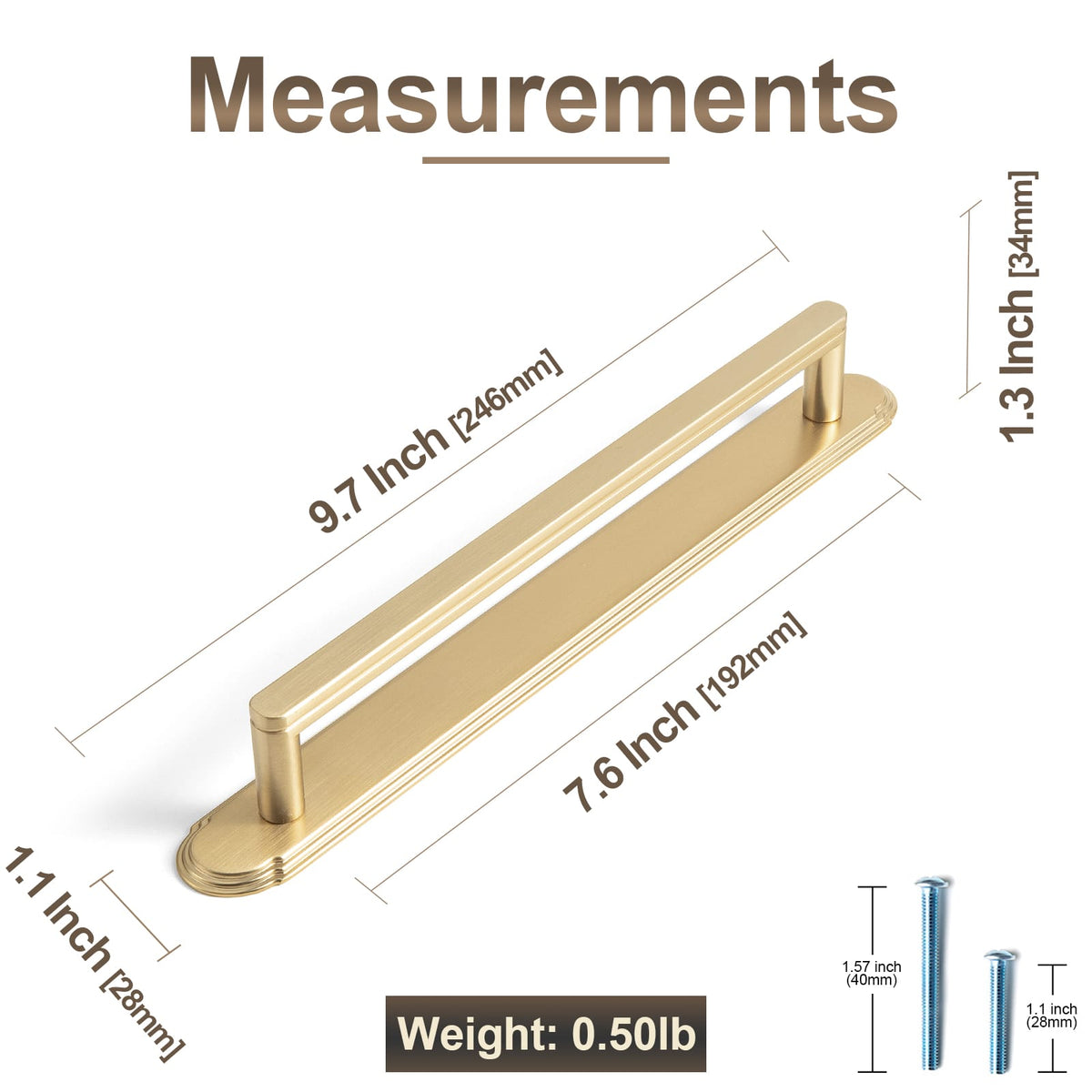Goo-Ki 2 Pack Cabinet Handles with Back Plate Vintage Kitchen Drawer Pulls with Subtle Curves