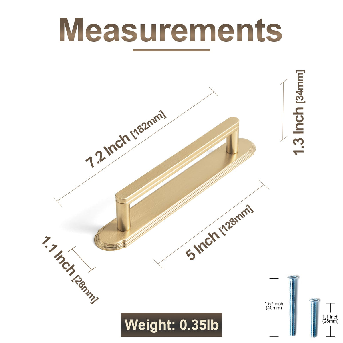 Goo-Ki 2 Pack Cabinet Handles with Back Plate Vintage Kitchen Drawer Pulls with Subtle Curves