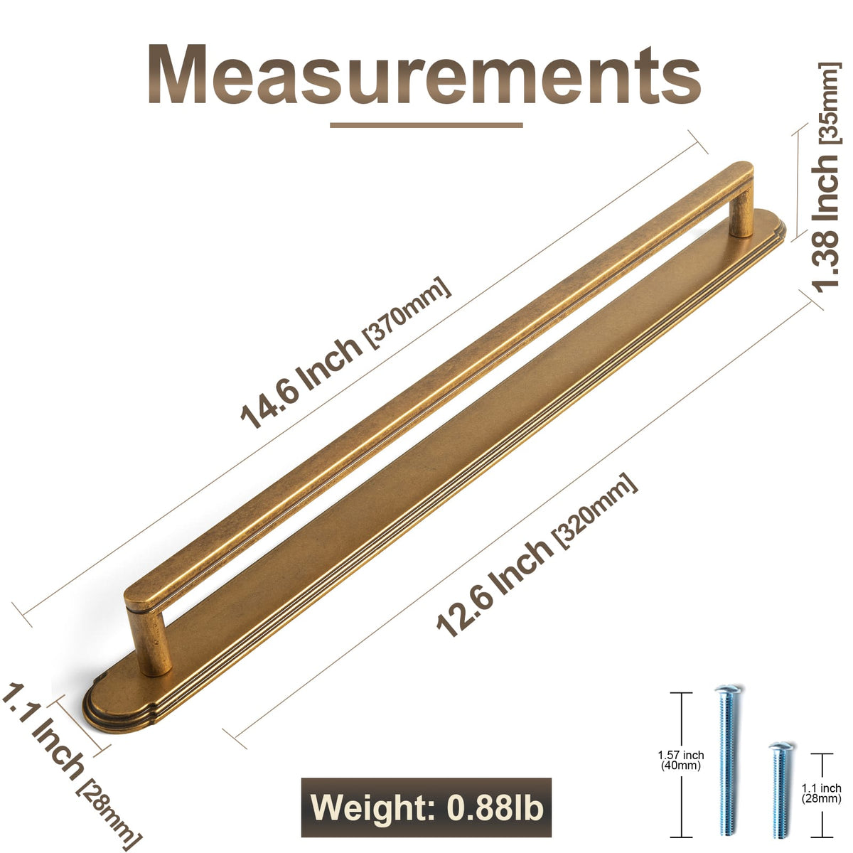 Goo-Ki 2 Pack Cabinet Handles with Back Plate Vintage Kitchen Drawer Pulls with Subtle Curves