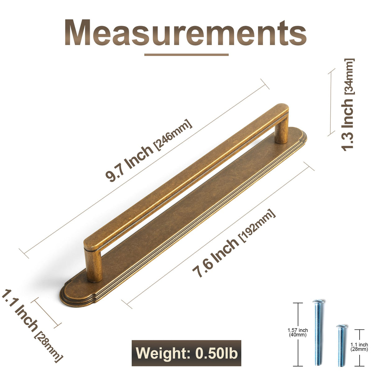 Goo-Ki 2 Pack Cabinet Handles with Back Plate Vintage Kitchen Drawer Pulls with Subtle Curves