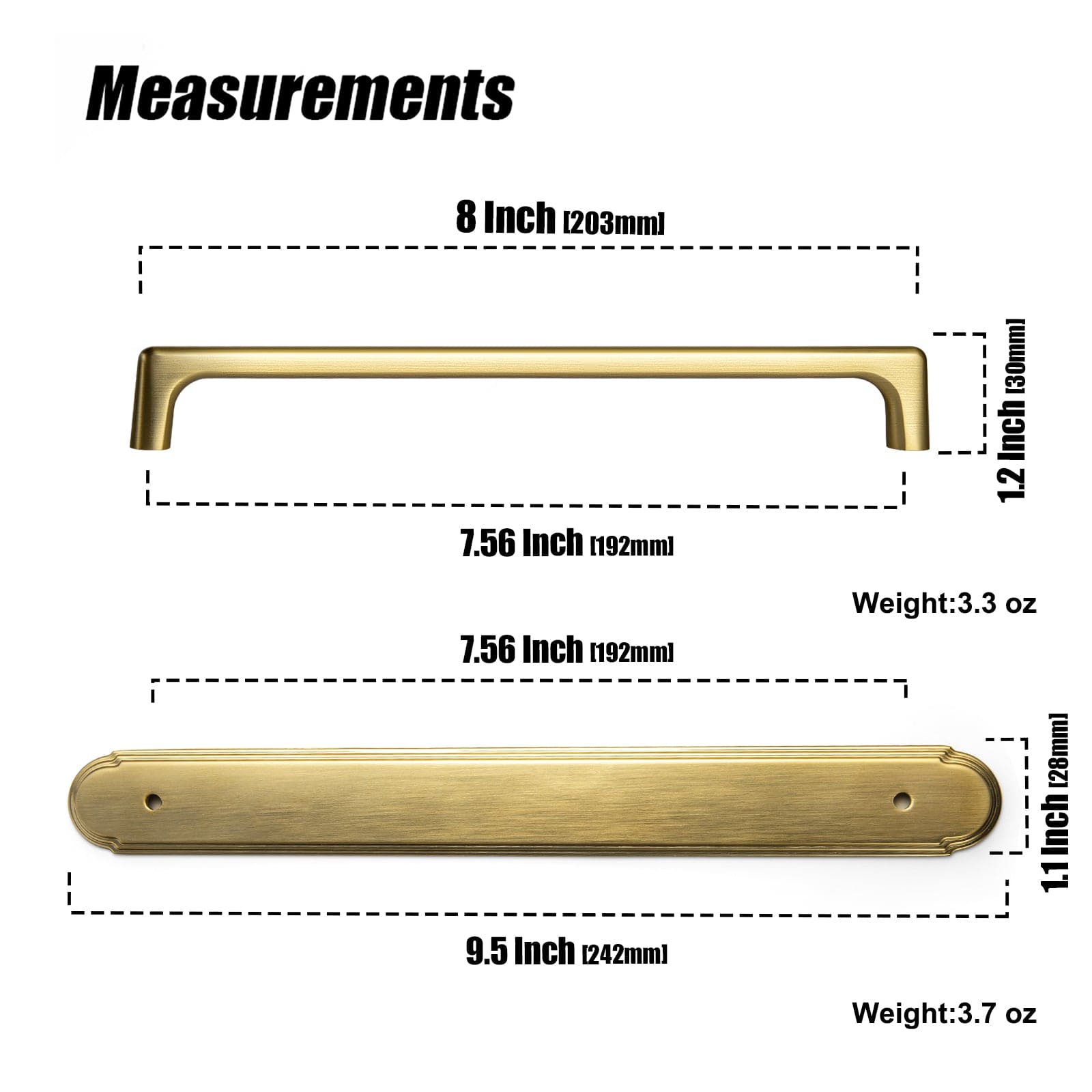 Goo-Ki 2 Pack Cabinet Pulls with Oval-shaped Back Plate Zinc Alloy Cabinet Handle with Long Back Plate G014