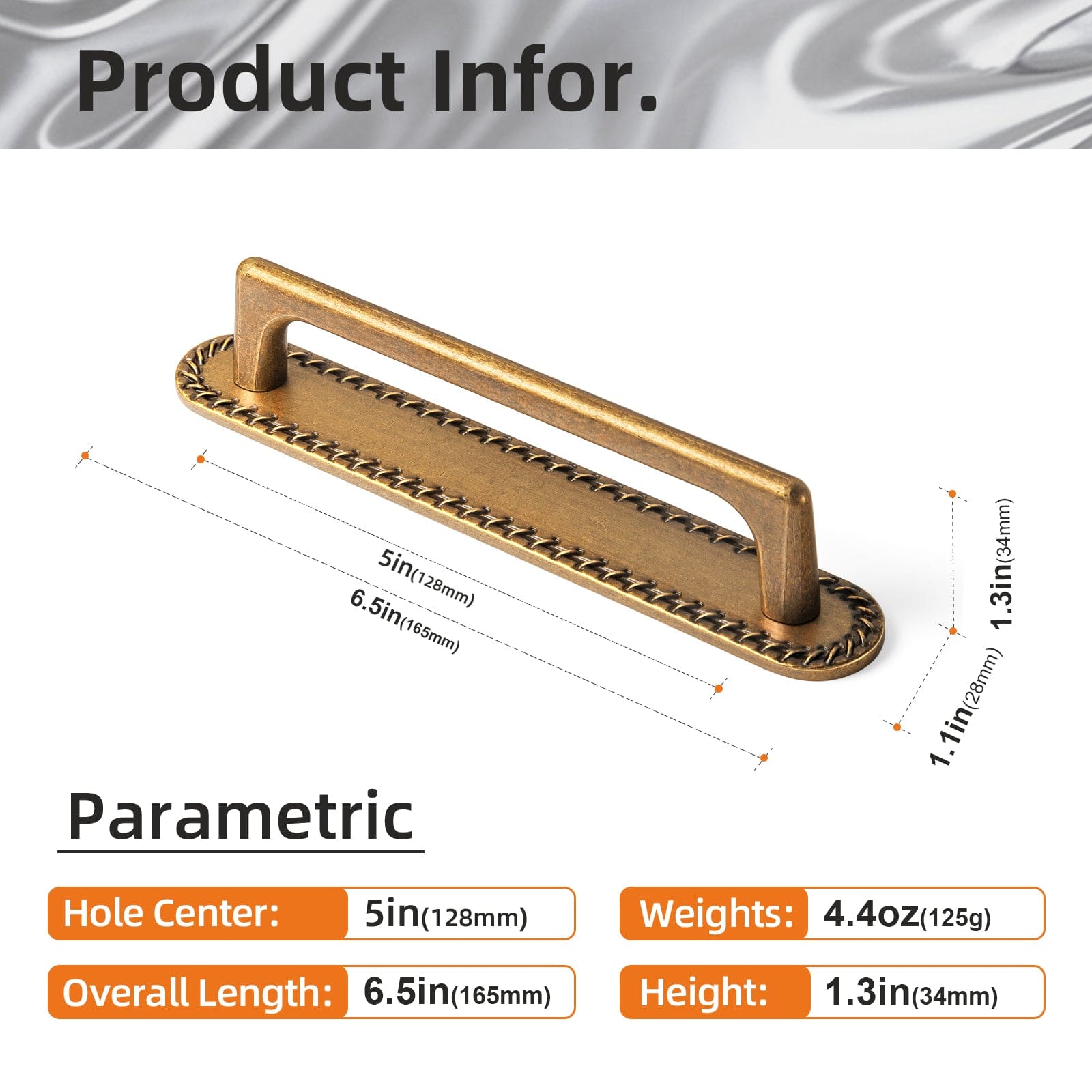 Goo-Ki 2 Pack Classic Cabinet Bar Pulls with Back Plate Zinc Alloy Cabinet Handle with Long Back Plate