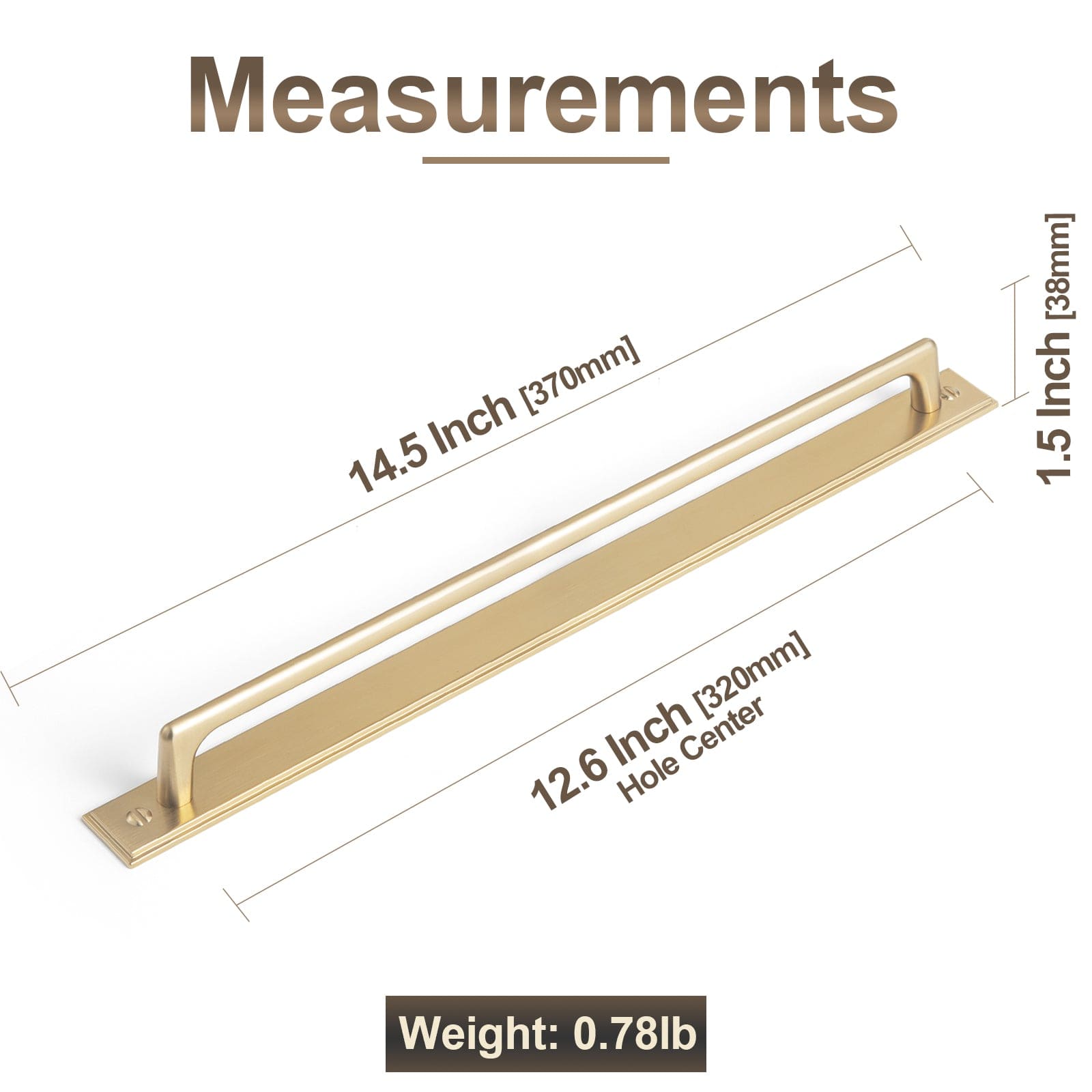 Goo-Ki 2 Pack Classic Cabinet Bar Pulls with Back Plate Zinc Alloy Cabinet Handle with Long Back Plate