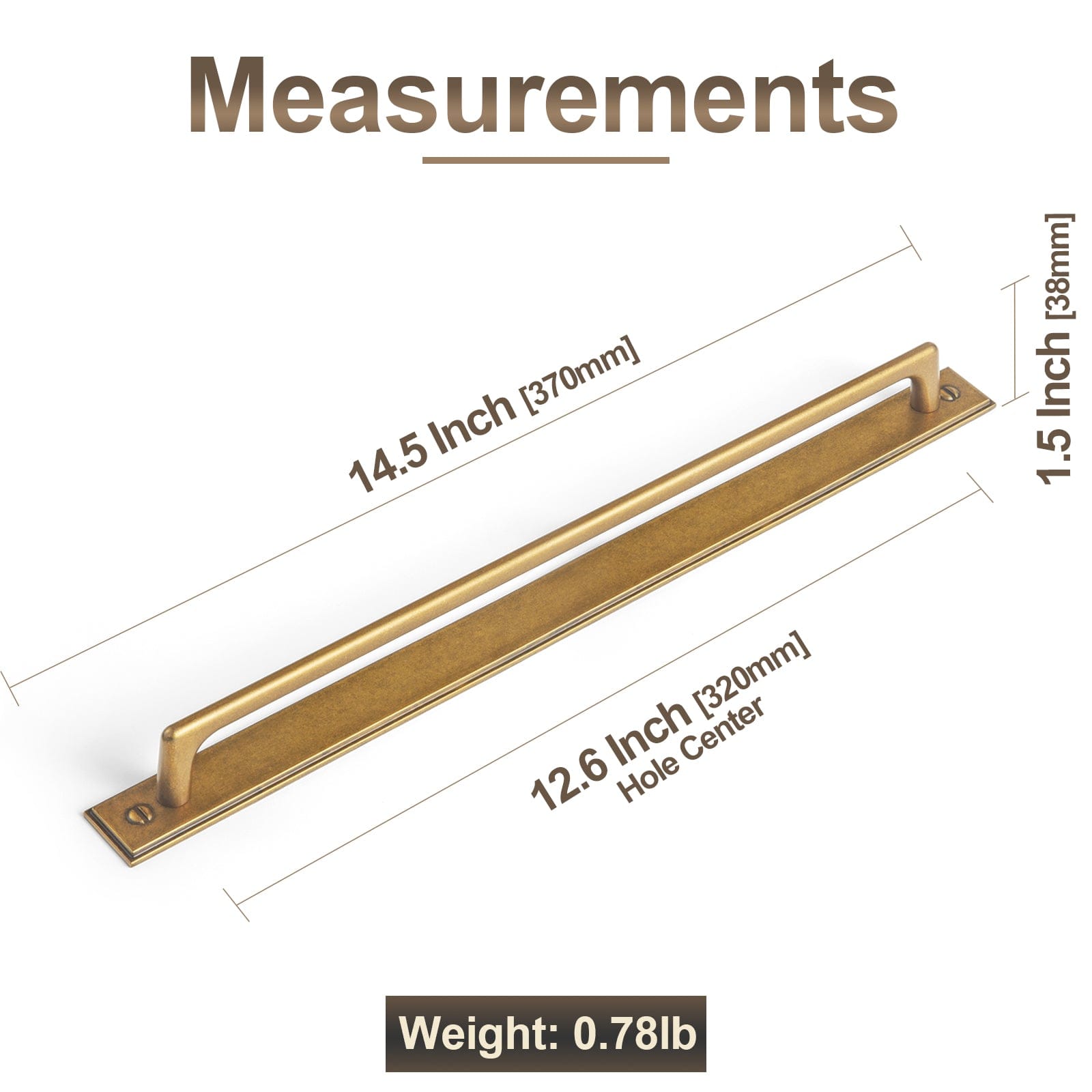 Goo-Ki 2 Pack Classic Cabinet Bar Pulls with Back Plate Zinc Alloy Cabinet Handle with Long Back Plate