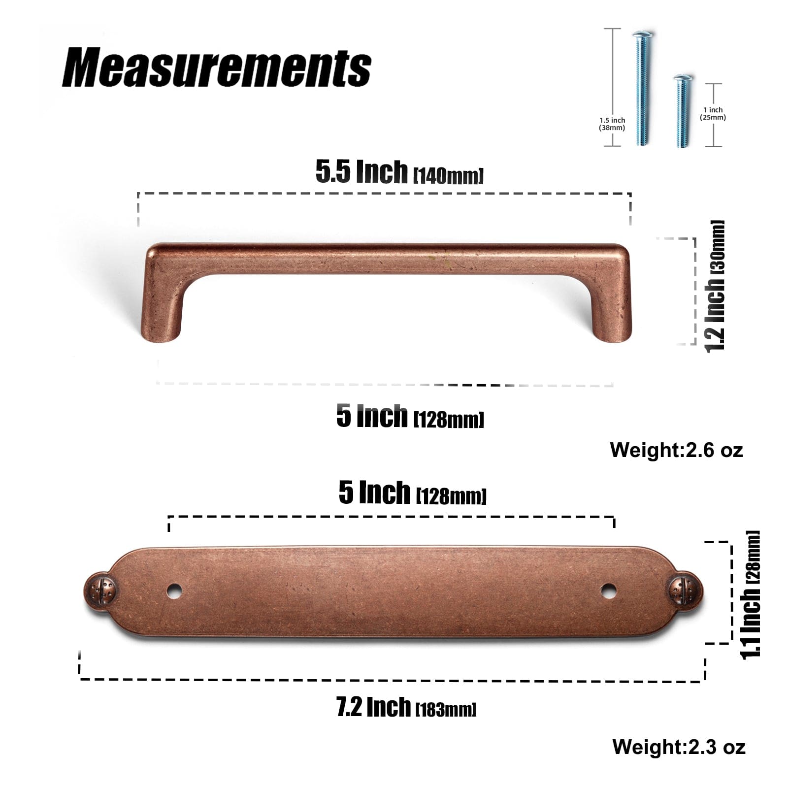 Goo-Ki 2 Pack Classic Cabinet Bar Pulls with Back Plate Zinc Alloy Cabinet Handle with Long Back Plate