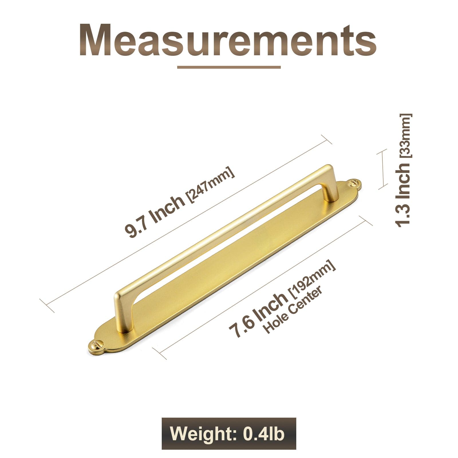 Goo-Ki 2 Pack Classic Cabinet Bar Pulls with Back Plate Zinc Alloy Cabinet Handle with Long Back Plate