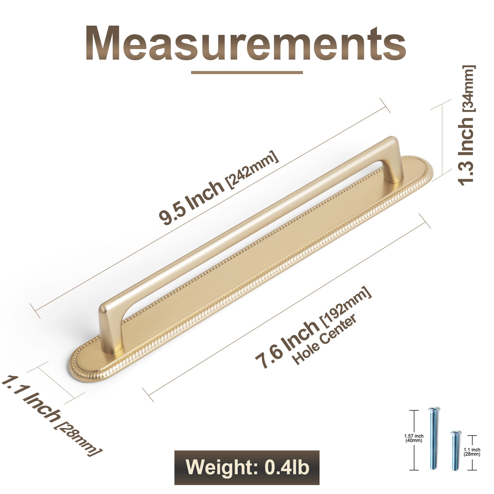 Goo-Ki 2 Pack Classic Cabinet Bar Pulls with Back Plate Zinc Alloy Cabinet Handle with Long Back Plate