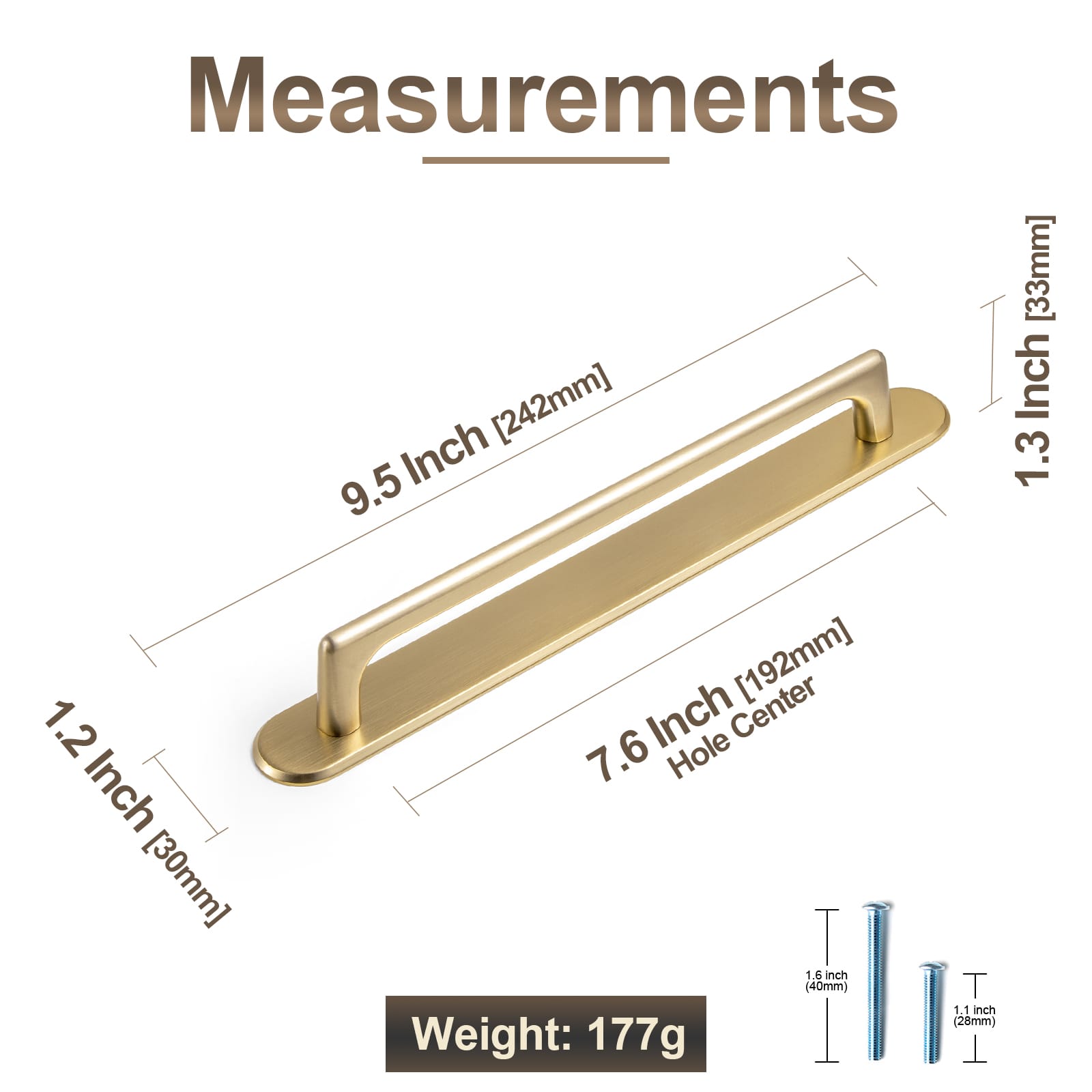 Goo-Ki 2 Pack Classic Cabinet Bar Pulls with Back Plate Zinc Alloy Cabinet Handle with Long Back Plate