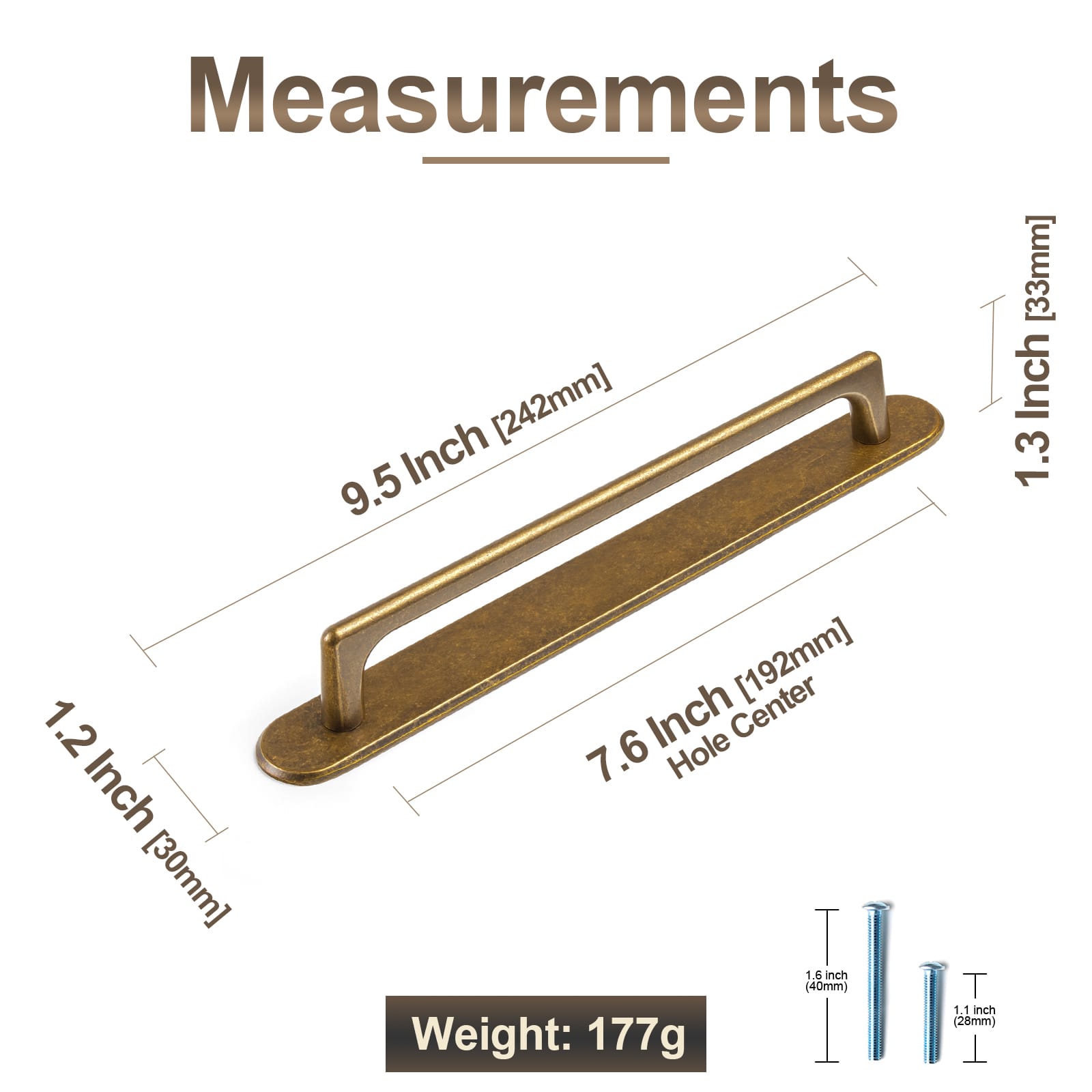Goo-Ki 2 Pack Classic Cabinet Bar Pulls with Back Plate Zinc Alloy Cabinet Handle with Long Back Plate