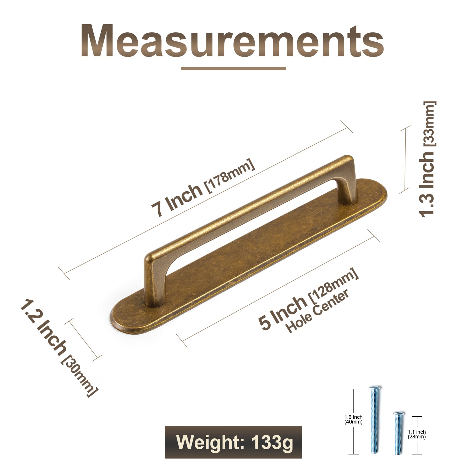 Goo-Ki 2 Pack Classic Cabinet Bar Pulls with Back Plate Zinc Alloy Cabinet Handle with Long Back Plate