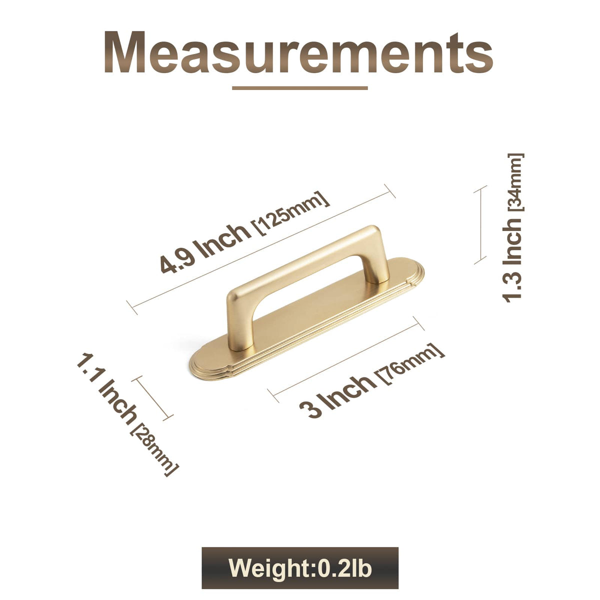 Goo-Ki 2 Pack Classic Cabinet Bar Pulls with Back Plate Zinc Alloy Cabinet Handle with Long Back Plate