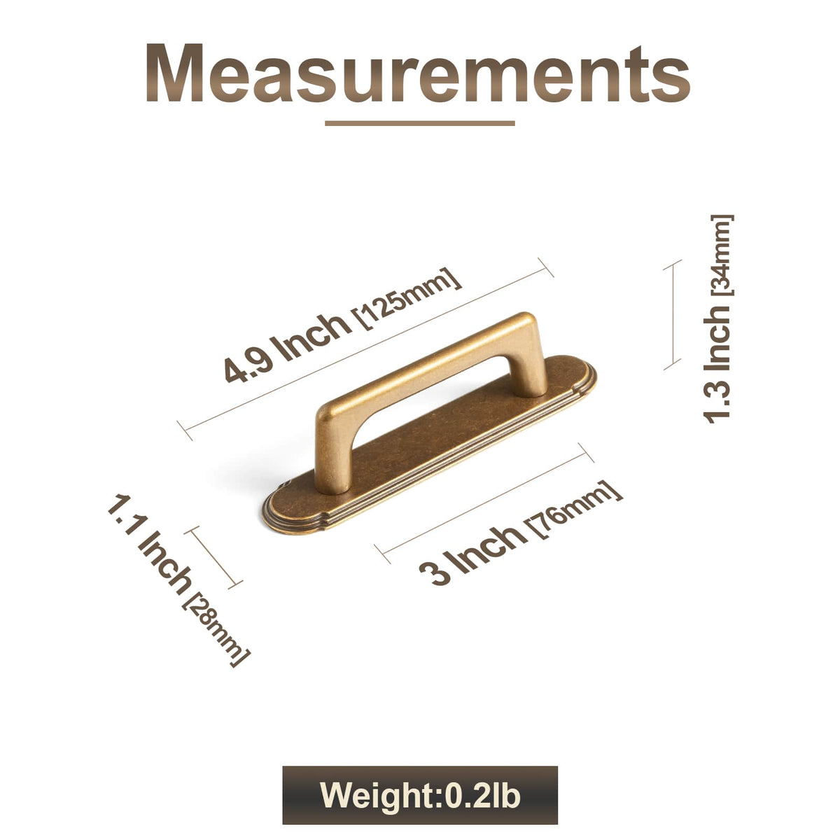 Goo-Ki 2 Pack Classic Cabinet Bar Pulls with Back Plate Zinc Alloy Cabinet Handle with Long Back Plate