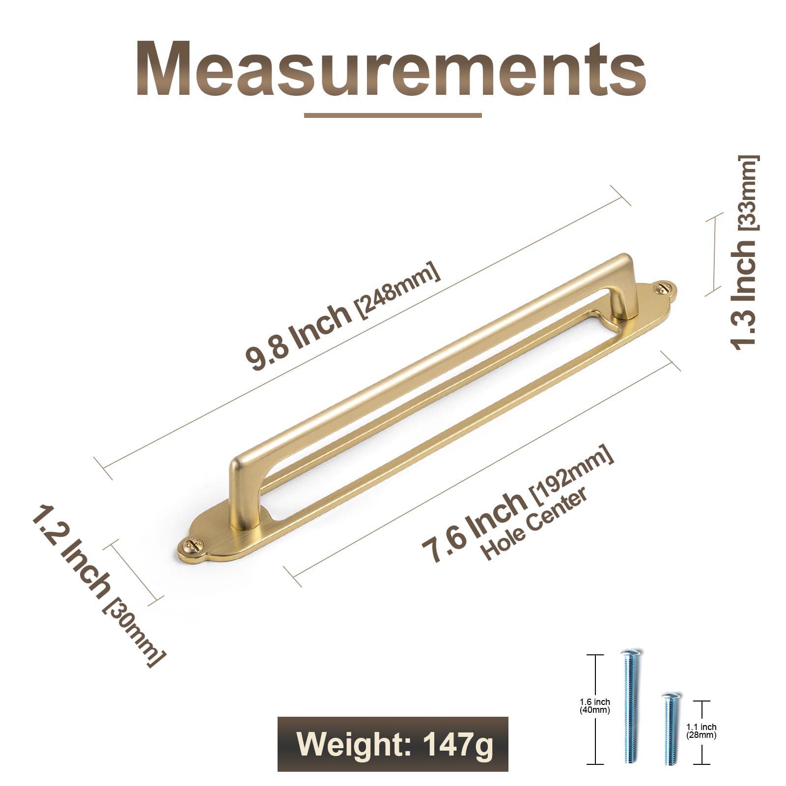 Goo-Ki 2 Pack Decorative Cabinet Bar Pulls with Back Plate Zinc Alloy Cabinet Handle with Long Back Plate