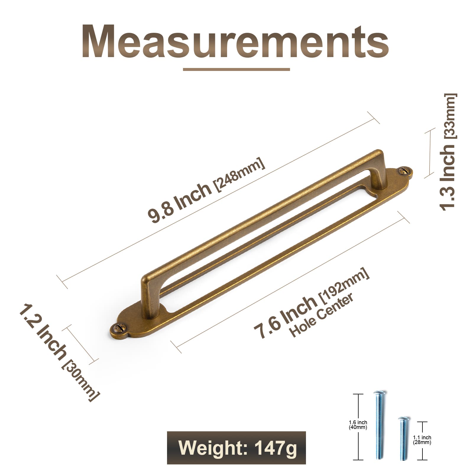 Goo-Ki 2 Pack Decorative Cabinet Bar Pulls with Back Plate Zinc Alloy Cabinet Handle with Long Back Plate
