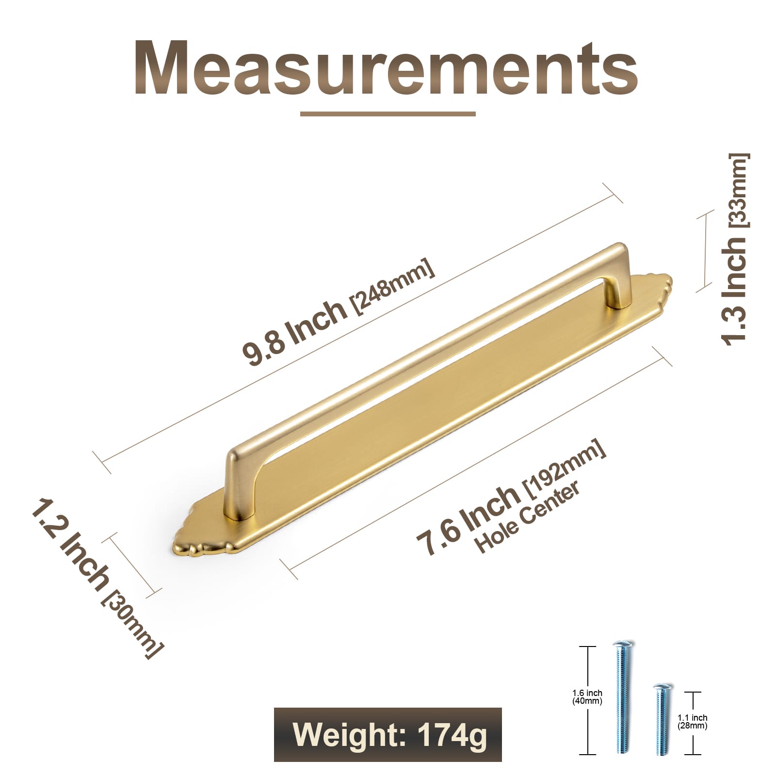 Goo-Ki 2 Pack Decorative Cabinet Bar Pulls with Back Plate Zinc Alloy Cabinet Handle with Long Back Plate