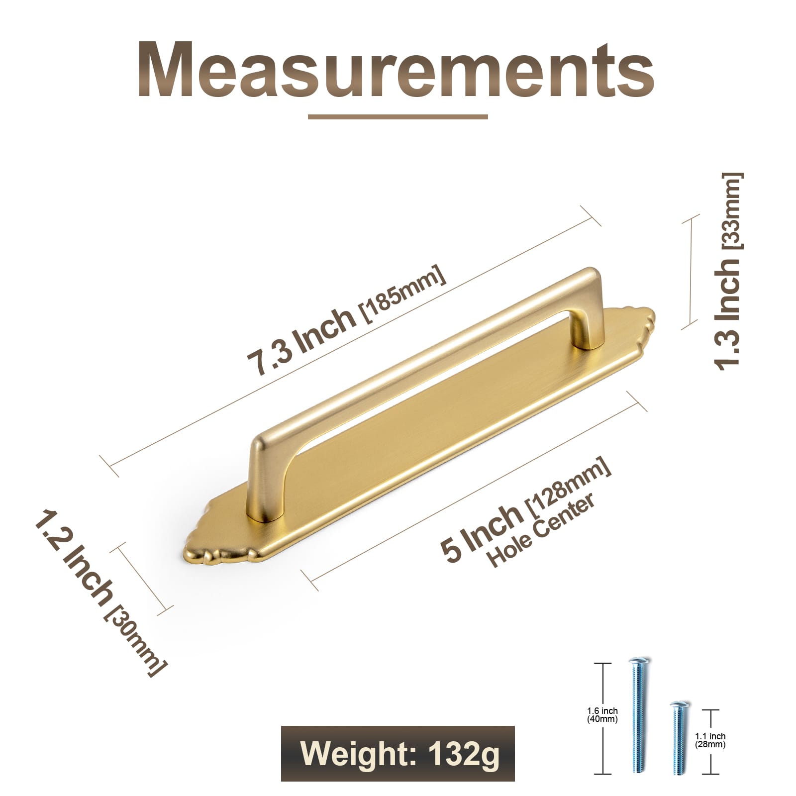 Goo-Ki 2 Pack Decorative Cabinet Bar Pulls with Back Plate Zinc Alloy Cabinet Handle with Long Back Plate