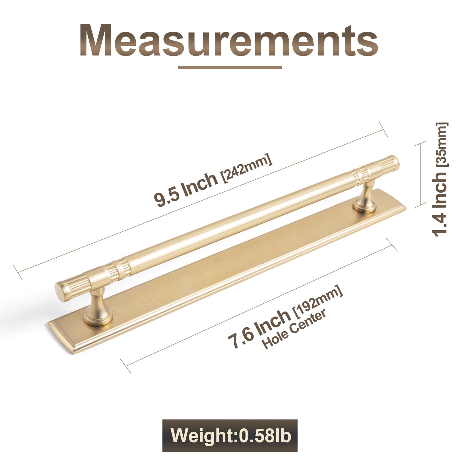 Goo-Ki 2 Pack Elegant Linear Shape Cabinet Handles Zinc Alloy Drawer Pulls with Back Plate