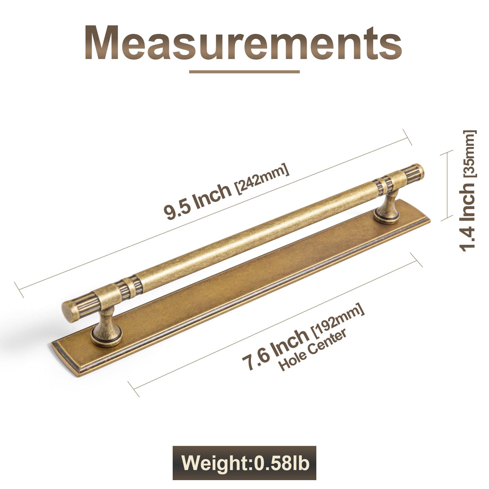 Goo-Ki 2 Pack Elegant Linear Shape Cabinet Handles Zinc Alloy Drawer Pulls with Back Plate