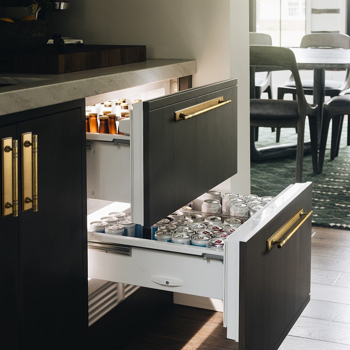 Goo-Ki 2 Pack Elegant Linear Shape Cabinet Handles Zinc Alloy Drawer Pulls with Back Plate