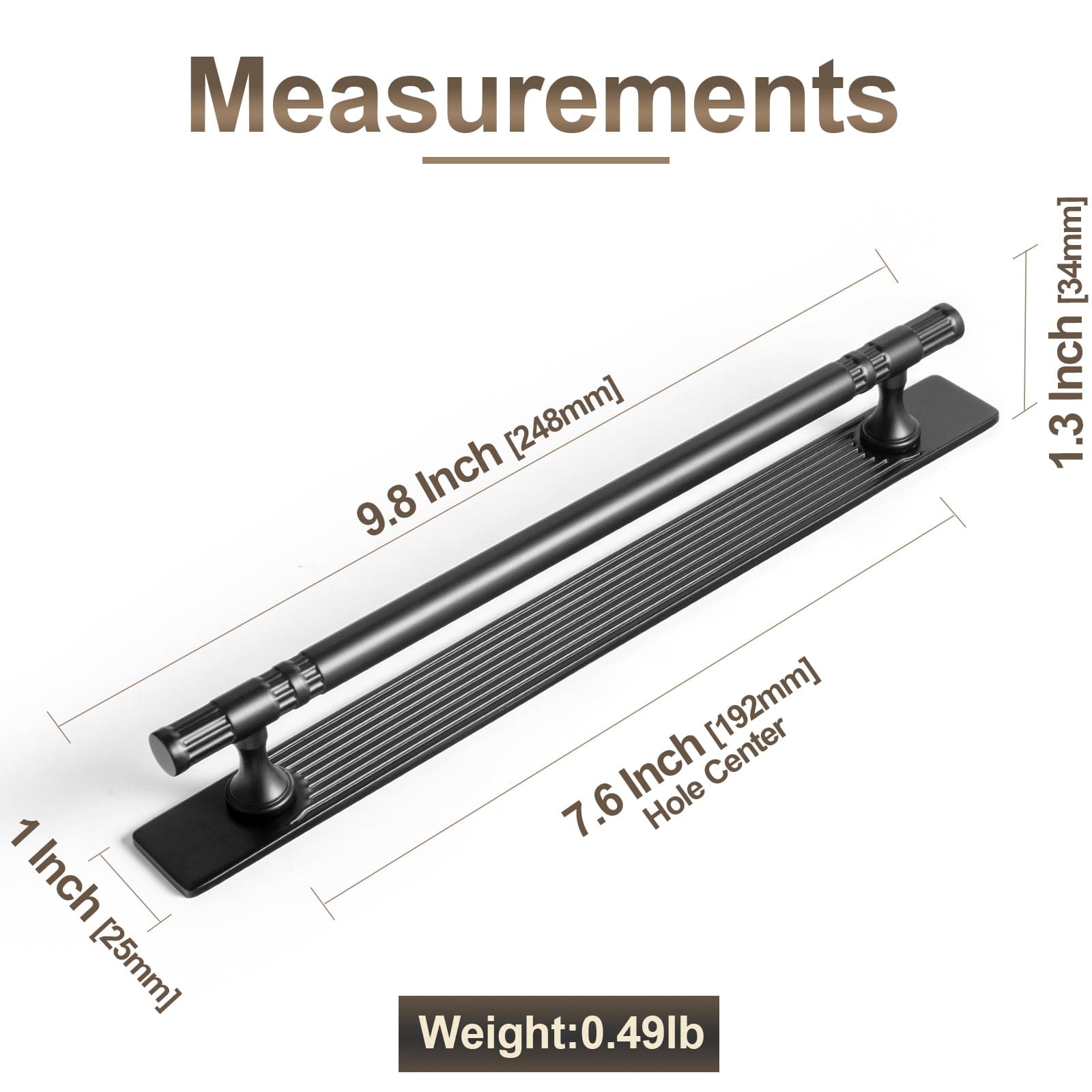 Goo-Ki 2 Pack Elegant Linear Shape Cabinet Handles Zinc Alloy Drawer Pulls with Back Plate