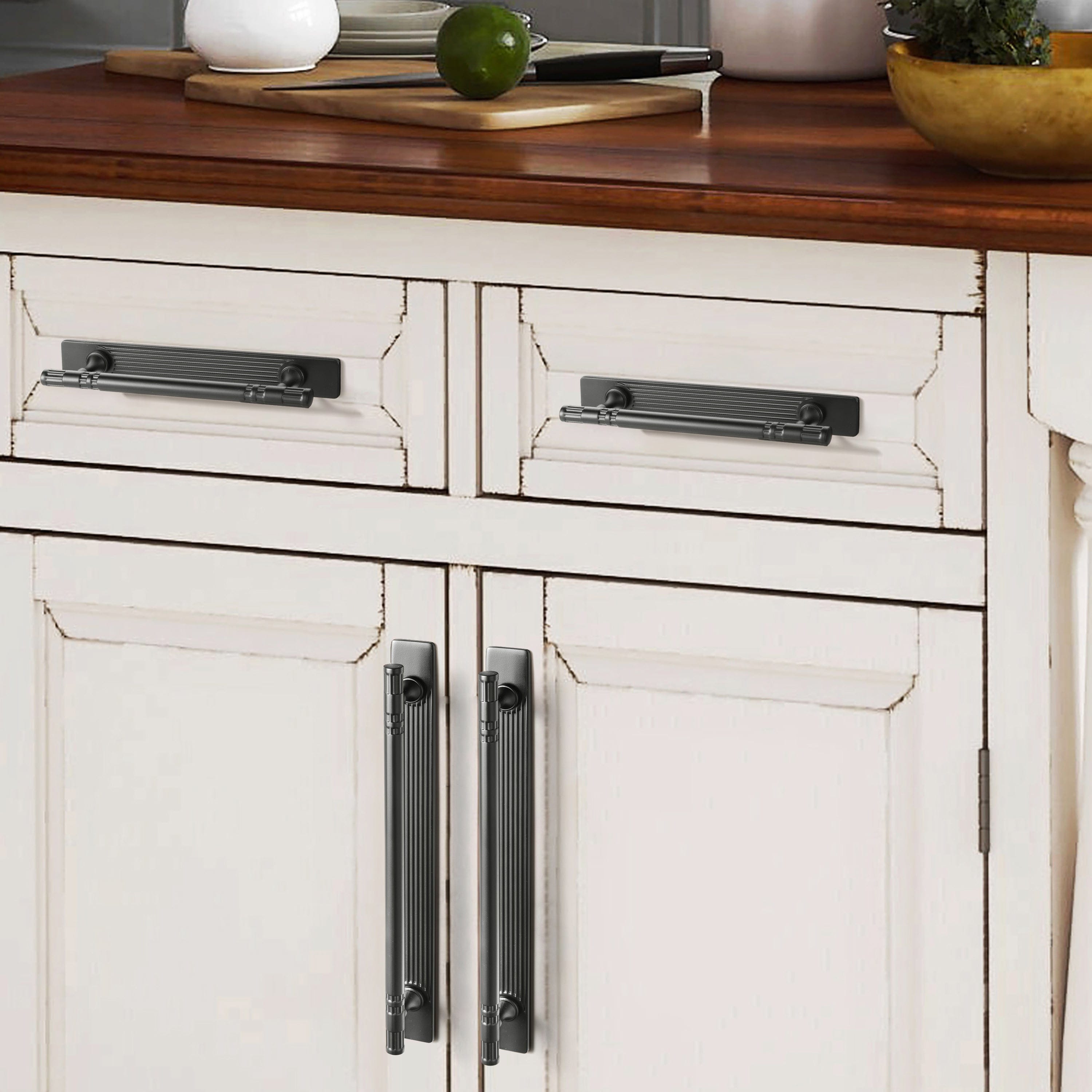 Goo-Ki 2 Pack Elegant Linear Shape Cabinet Handles Zinc Alloy Drawer Pulls with Back Plate