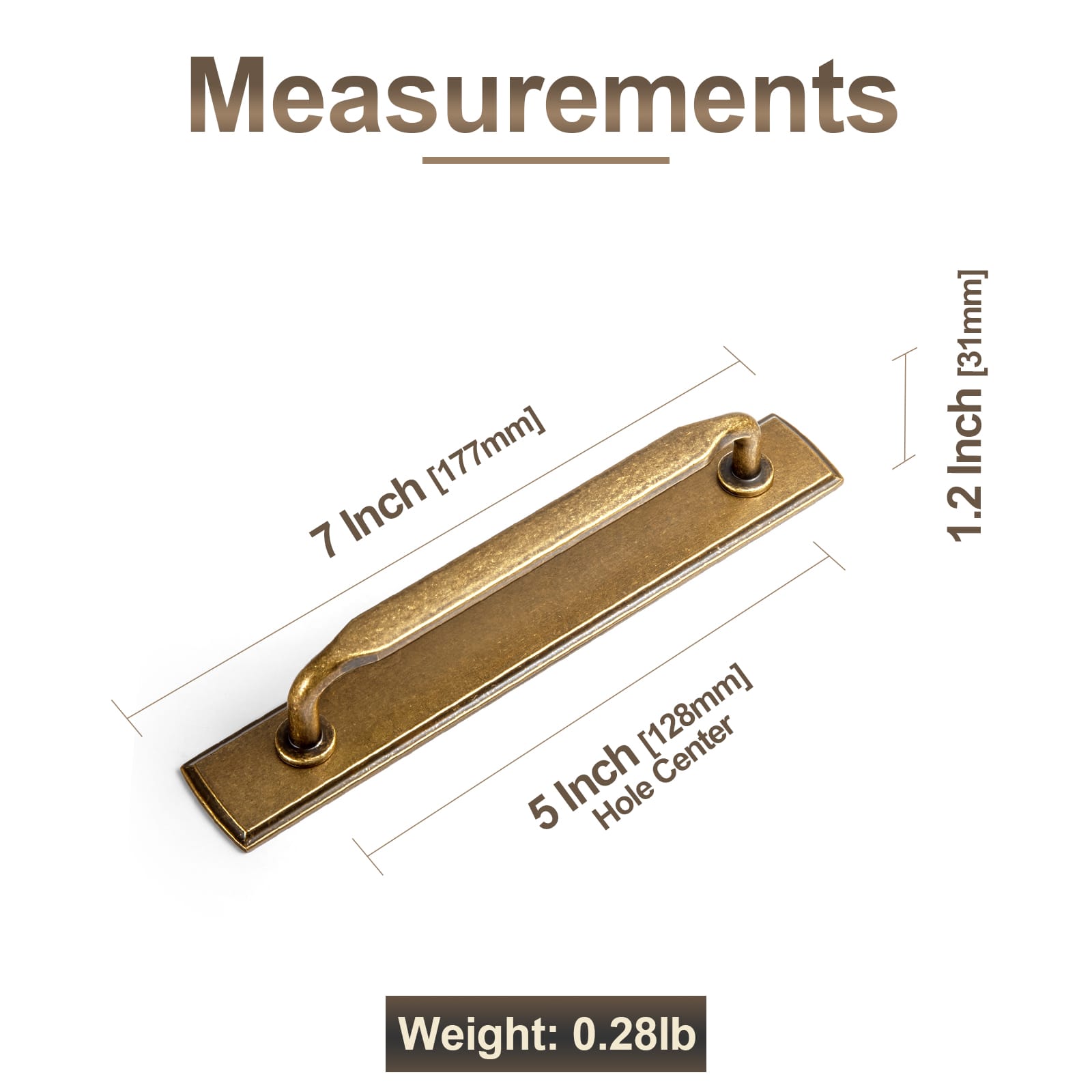 Goo-Ki 2 Pack Elegant Vintage Zinc Alloy Cabinet Handles with Long Backplate, Classic Furniture Hardware for Cabinets, Wardrobes & Dressers