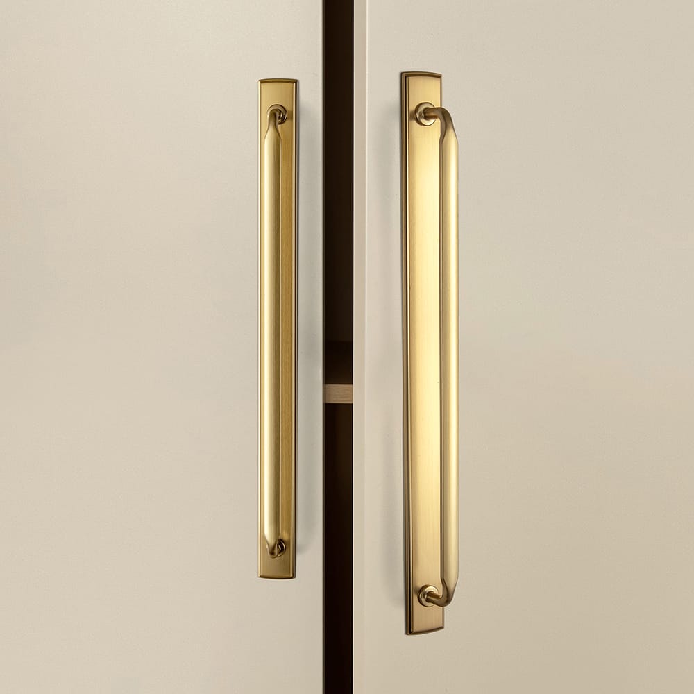 Goo-Ki 2 Pack Elegant Vintage Zinc Alloy Cabinet Handles with Long Backplate, Classic Furniture Hardware for Cabinets, Wardrobes & Dressers