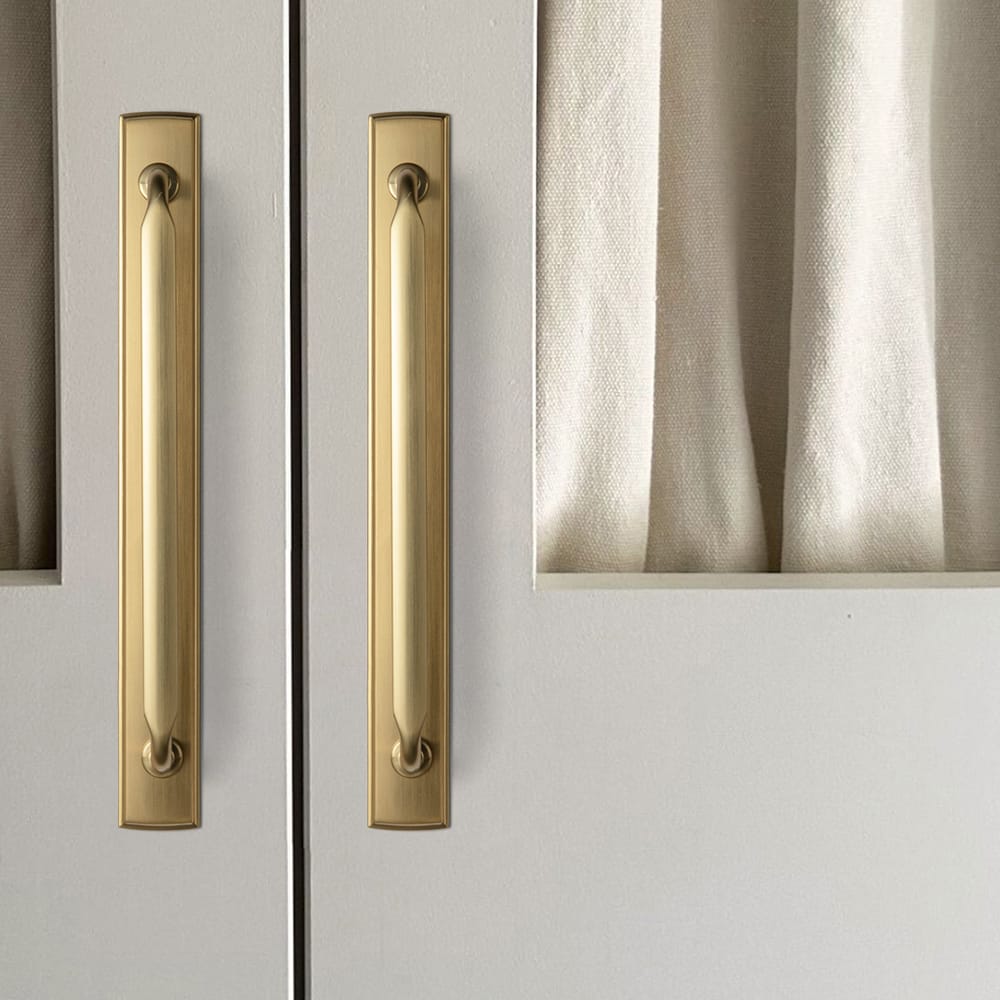 Goo-Ki 2 Pack Elegant Vintage Zinc Alloy Cabinet Handles with Long Backplate, Classic Furniture Hardware for Cabinets, Wardrobes & Dressers