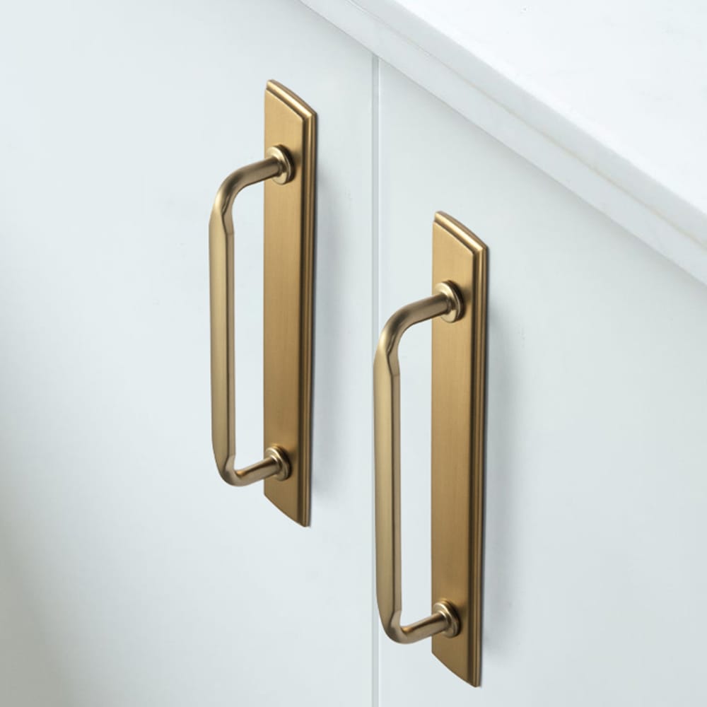 Goo-Ki 2 Pack Elegant Vintage Zinc Alloy Cabinet Handles with Long Backplate, Classic Furniture Hardware for Cabinets, Wardrobes & Dressers