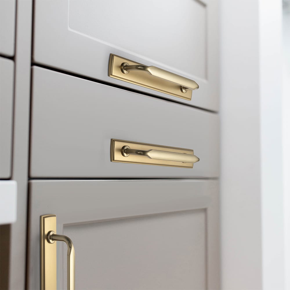 Goo-Ki 2 Pack Elegant Vintage Zinc Alloy Cabinet Handles with Long Backplate, Classic Furniture Hardware for Cabinets, Wardrobes & Dressers