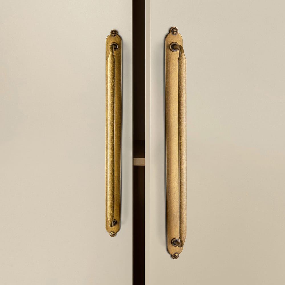 Goo-Ki 2 Pack Elegant Vintage Zinc Alloy Cabinet Handles with Long Backplate, Classic Furniture Hardware for Cabinets, Wardrobes & Dressers