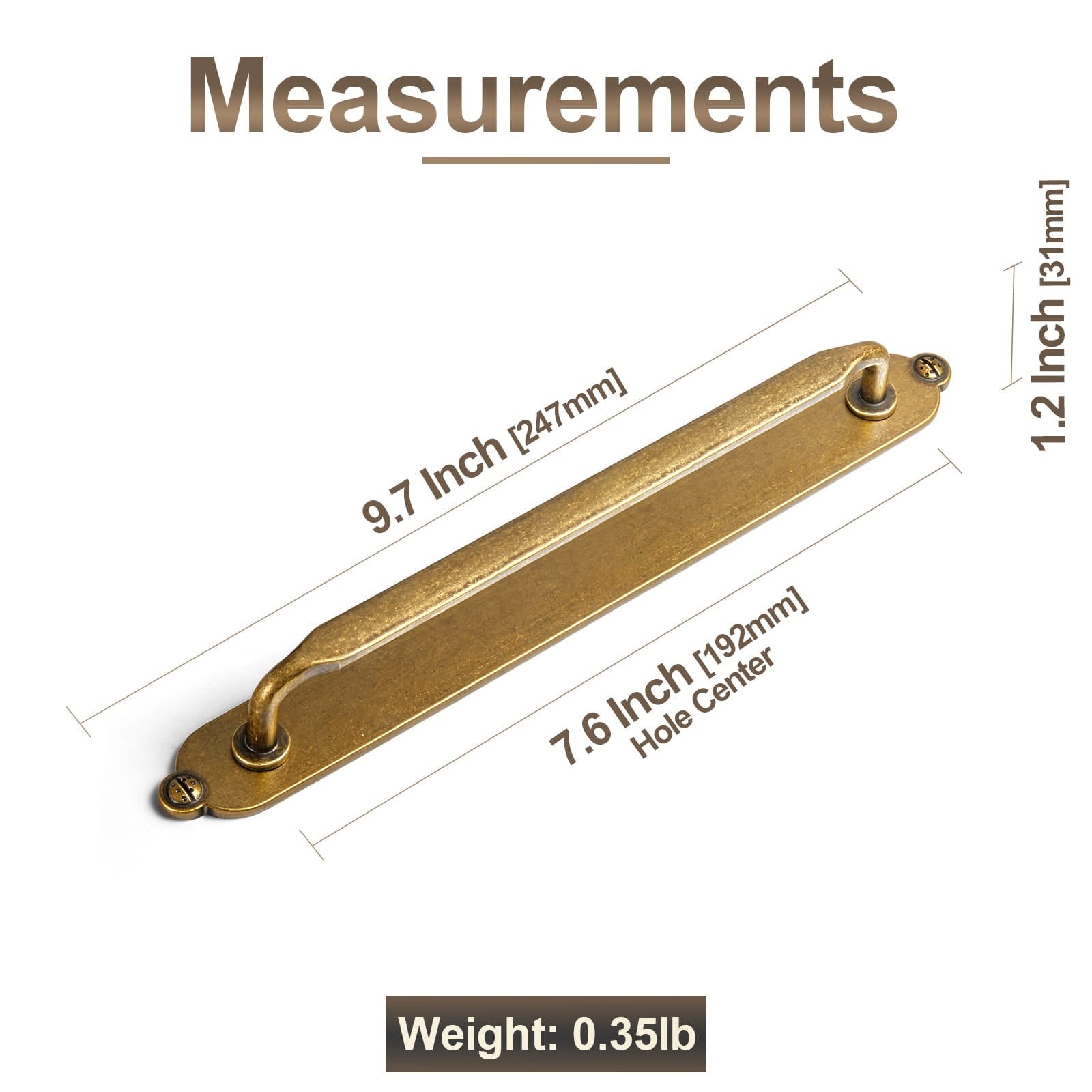 Goo-Ki 2 Pack Elegant Vintage Zinc Alloy Cabinet Handles with Long Backplate, Classic Furniture Hardware for Cabinets, Wardrobes & Dressers