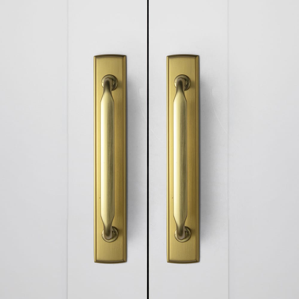 Goo-Ki 2 Pack Elegant Vintage Zinc Alloy Cabinet Handles with Long Backplate, Classic Furniture Hardware for Cabinets, Wardrobes & Dressers