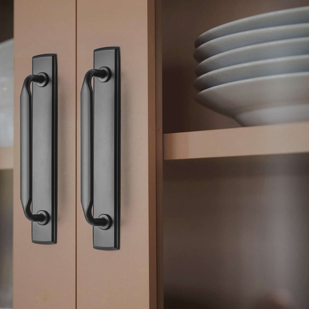 Goo-Ki 2 Pack Elegant Vintage Zinc Alloy Cabinet Handles with Long Backplate, Classic Furniture Hardware for Cabinets, Wardrobes & Dressers