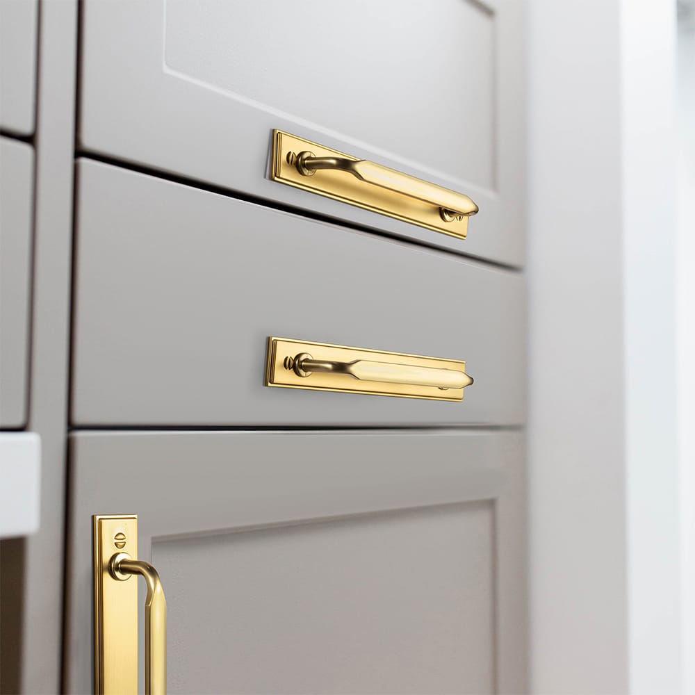 Goo-Ki 2 Pack Elegant Vintage Zinc Alloy Cabinet Handles with Long Backplate, Classic Furniture Hardware for Cabinets, Wardrobes & Dressers