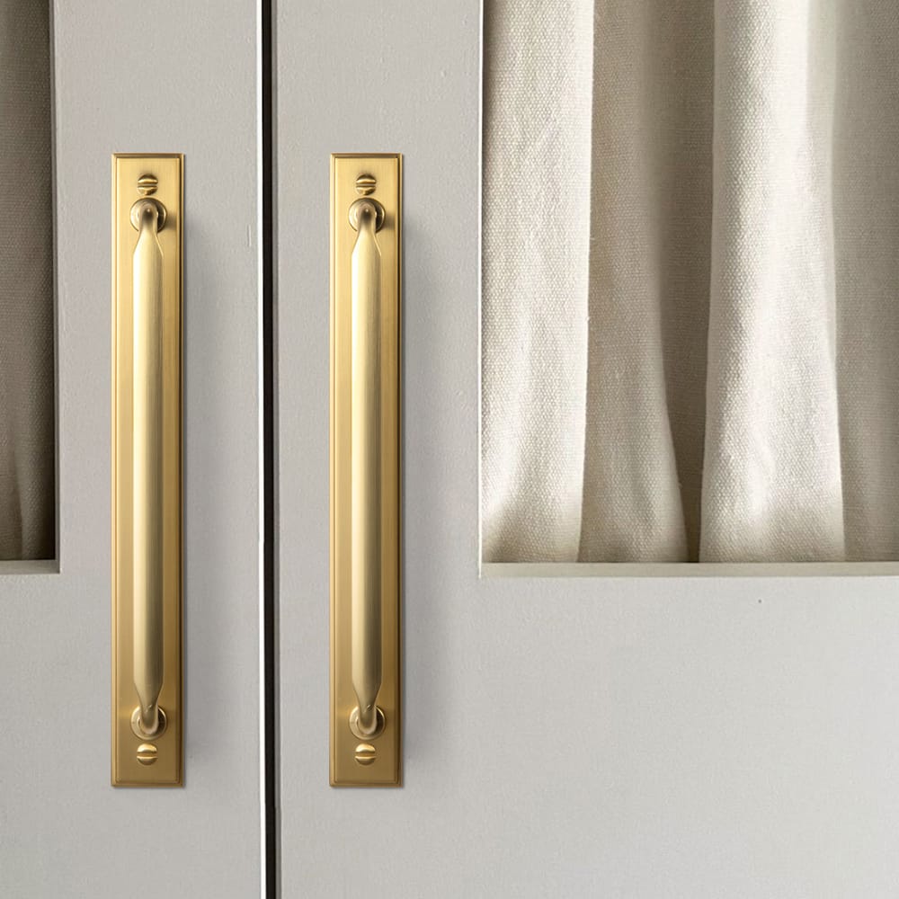 Goo-Ki 2 Pack Elegant Vintage Zinc Alloy Cabinet Handles with Long Backplate, Classic Furniture Hardware for Cabinets, Wardrobes & Dressers
