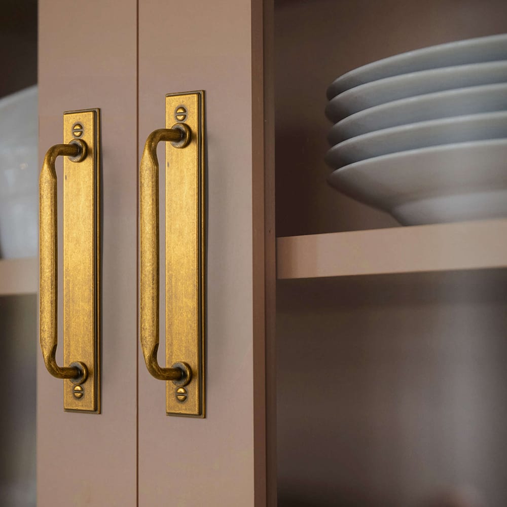 Goo-Ki 2 Pack Elegant Vintage Zinc Alloy Cabinet Handles with Long Backplate, Classic Furniture Hardware for Cabinets, Wardrobes & Dressers